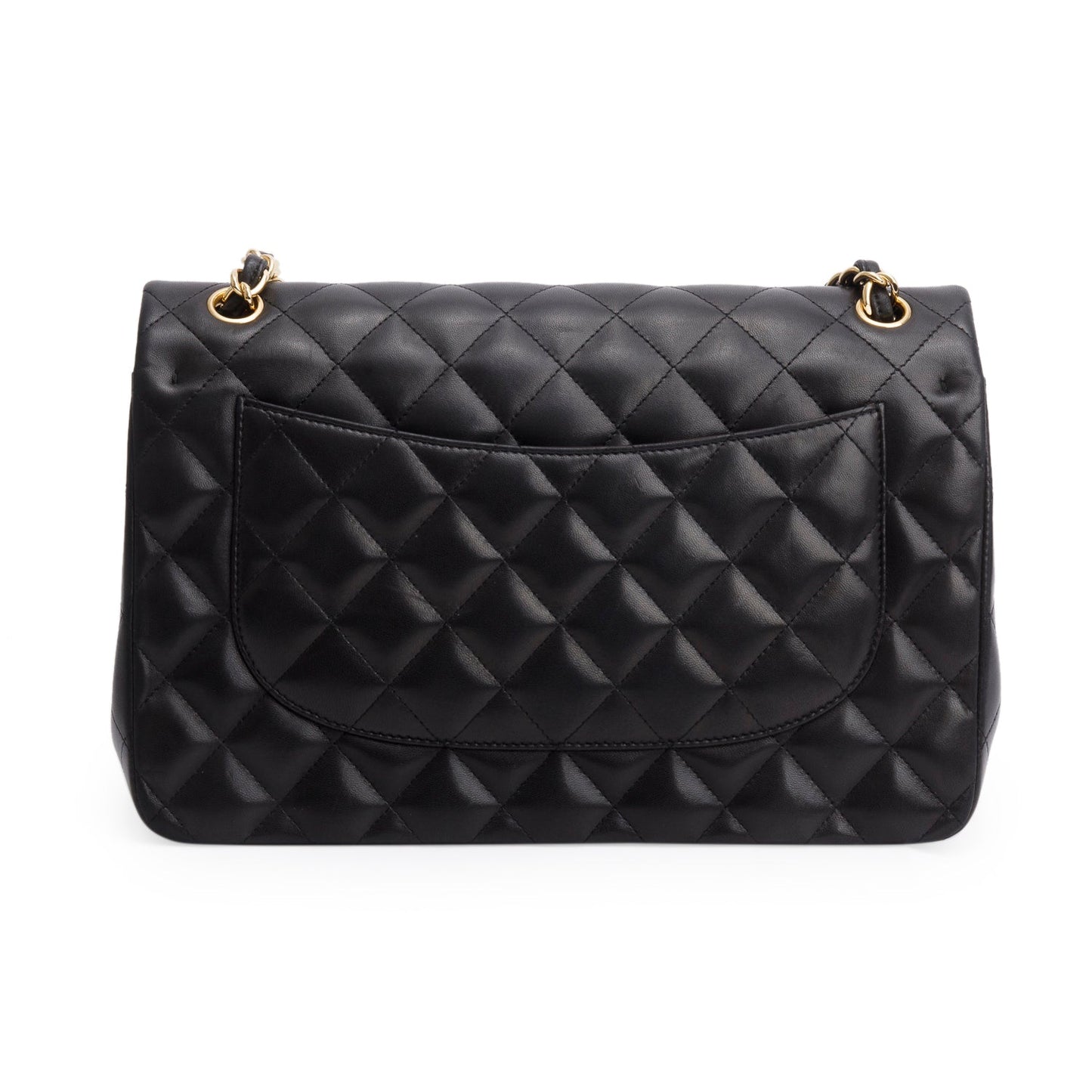 Chanel Black Quilted Lambskin Leather Jumbo Double Flap Bag