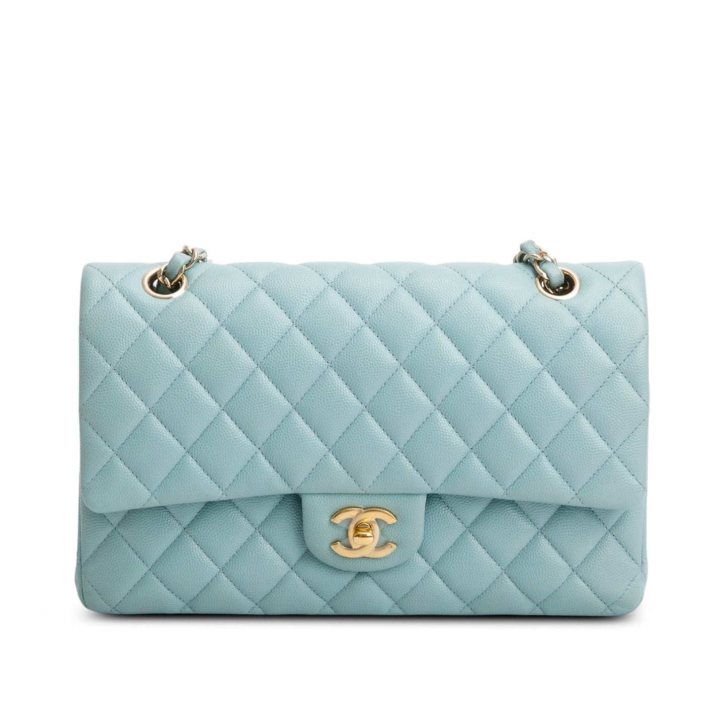 Chanel Turquoise Caviar Quilted Medium Double Flap Bag