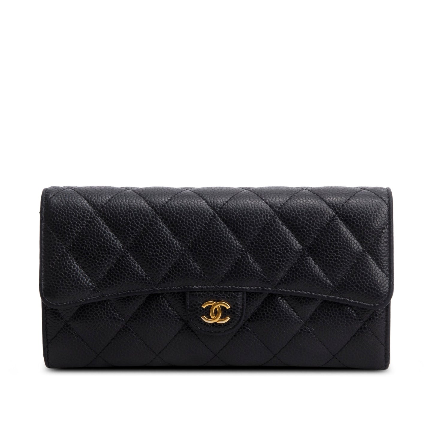 Chanel Black Caviar Leather Classic Long Flap Wallet