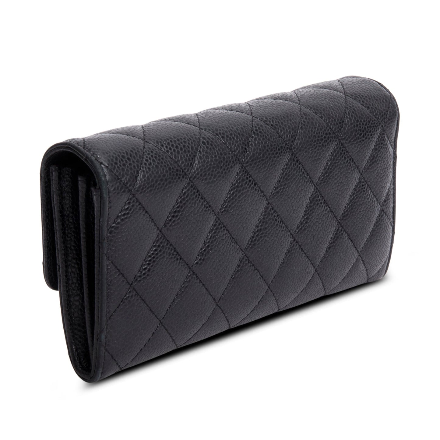 Chanel Black Caviar Leather Classic Long Flap Wallet