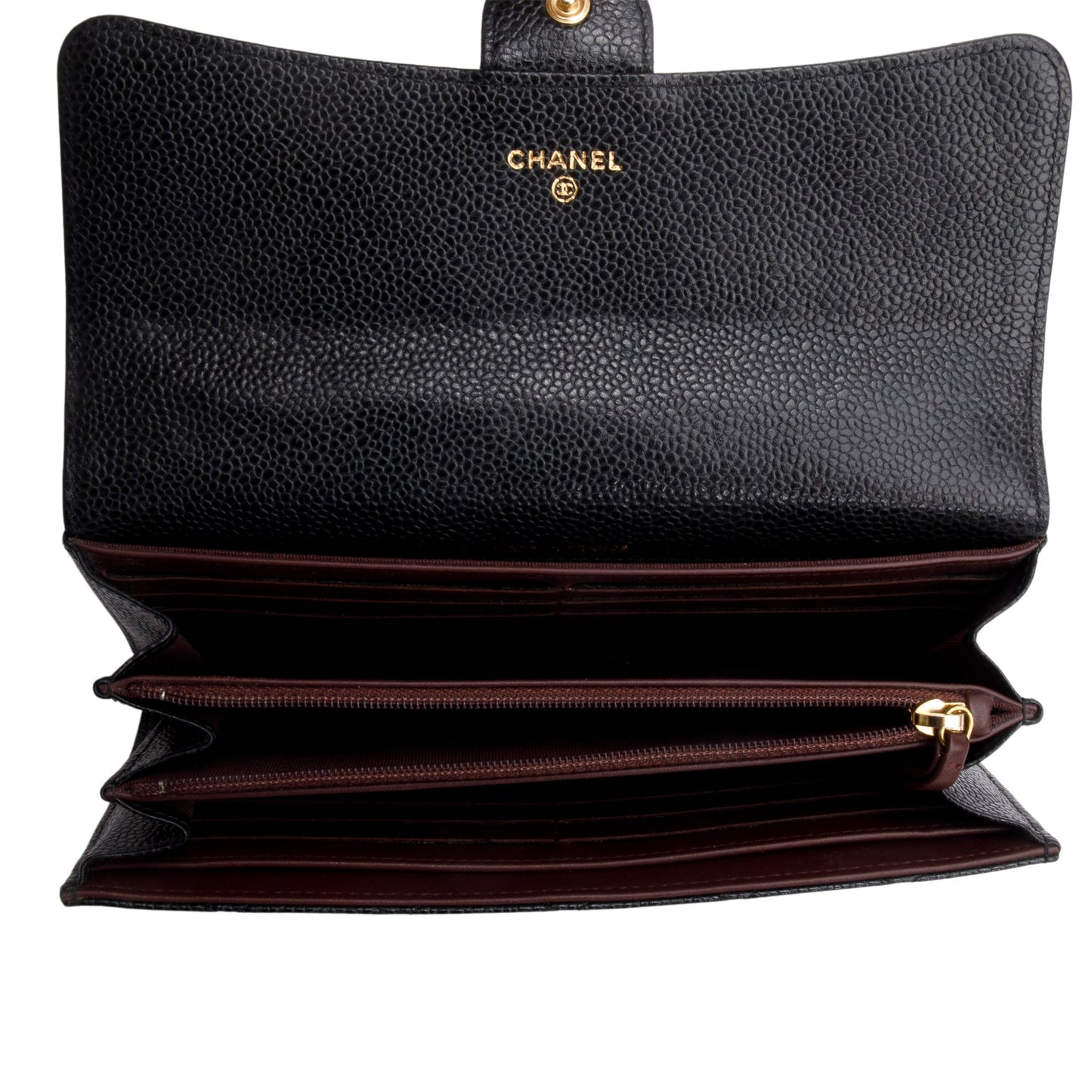 Chanel Black Caviar Leather Classic Long Flap Wallet