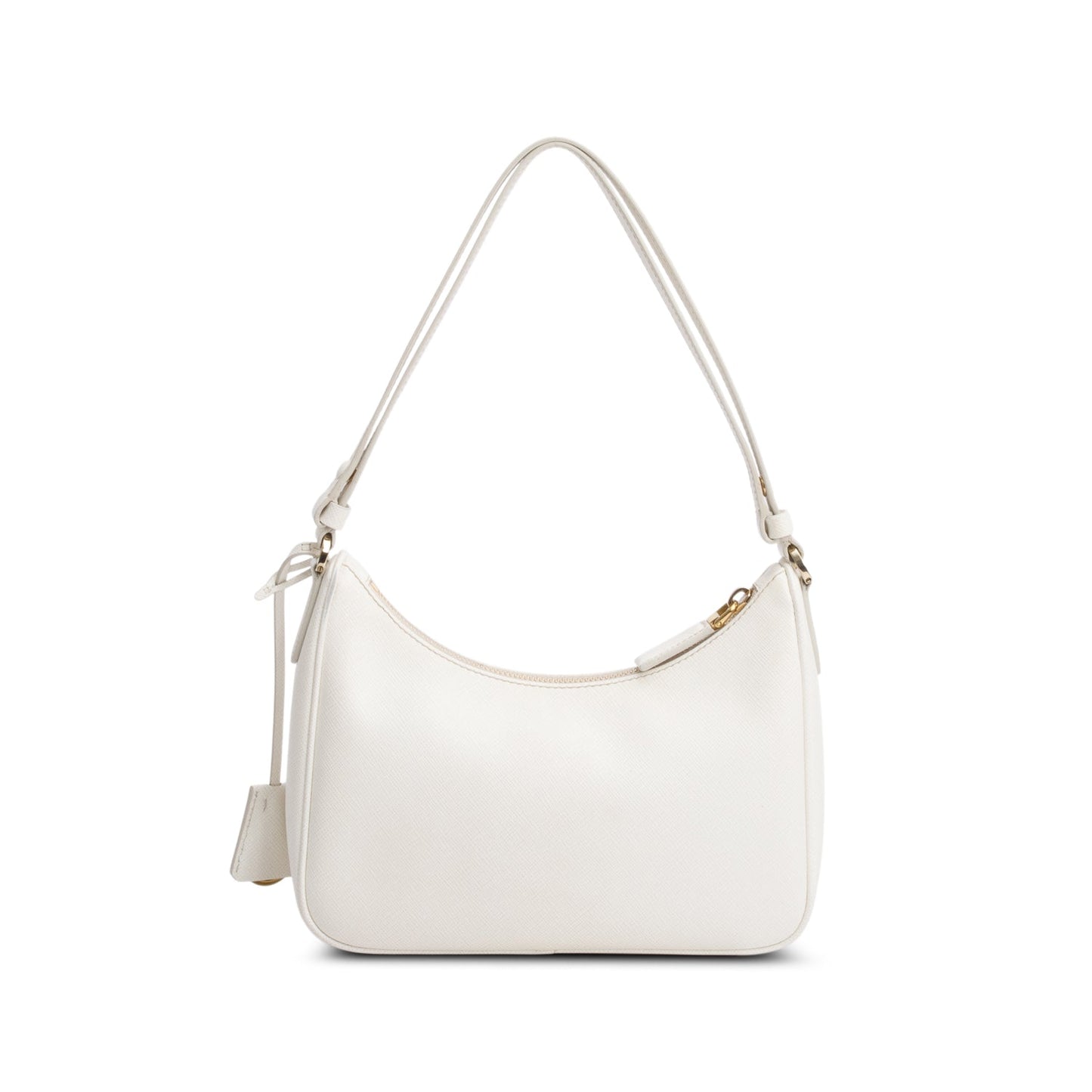Prada 2023 White Saffiano Lux Mini Re-Edition Shoulder Bag