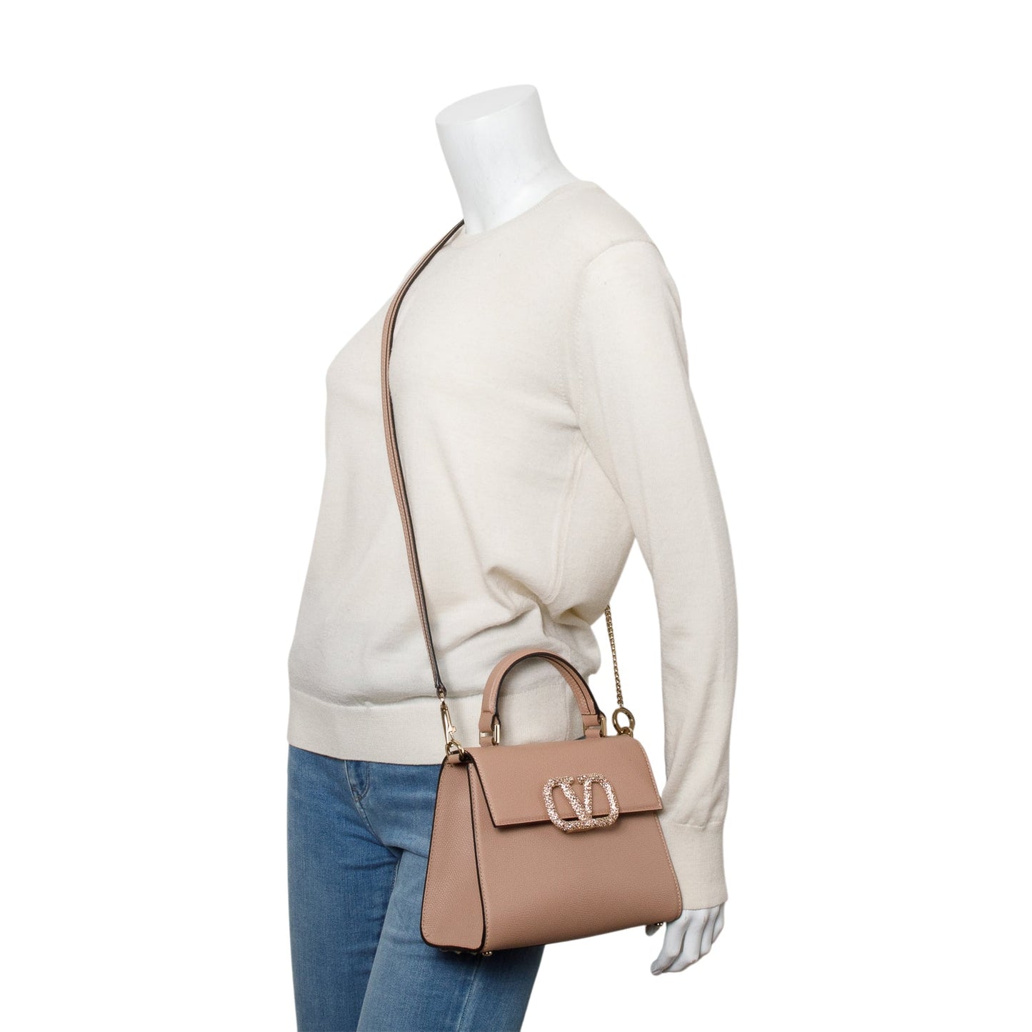 Valentino Pink Grainy Calfskin Small VSling Handbag