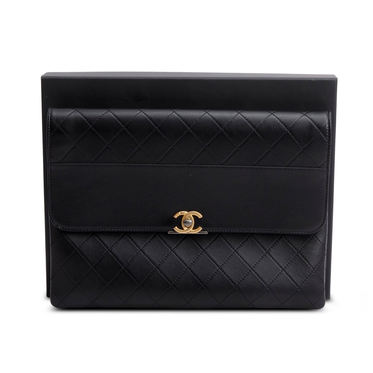 Chanel Black Lambskin Sleek and Chic Clutch