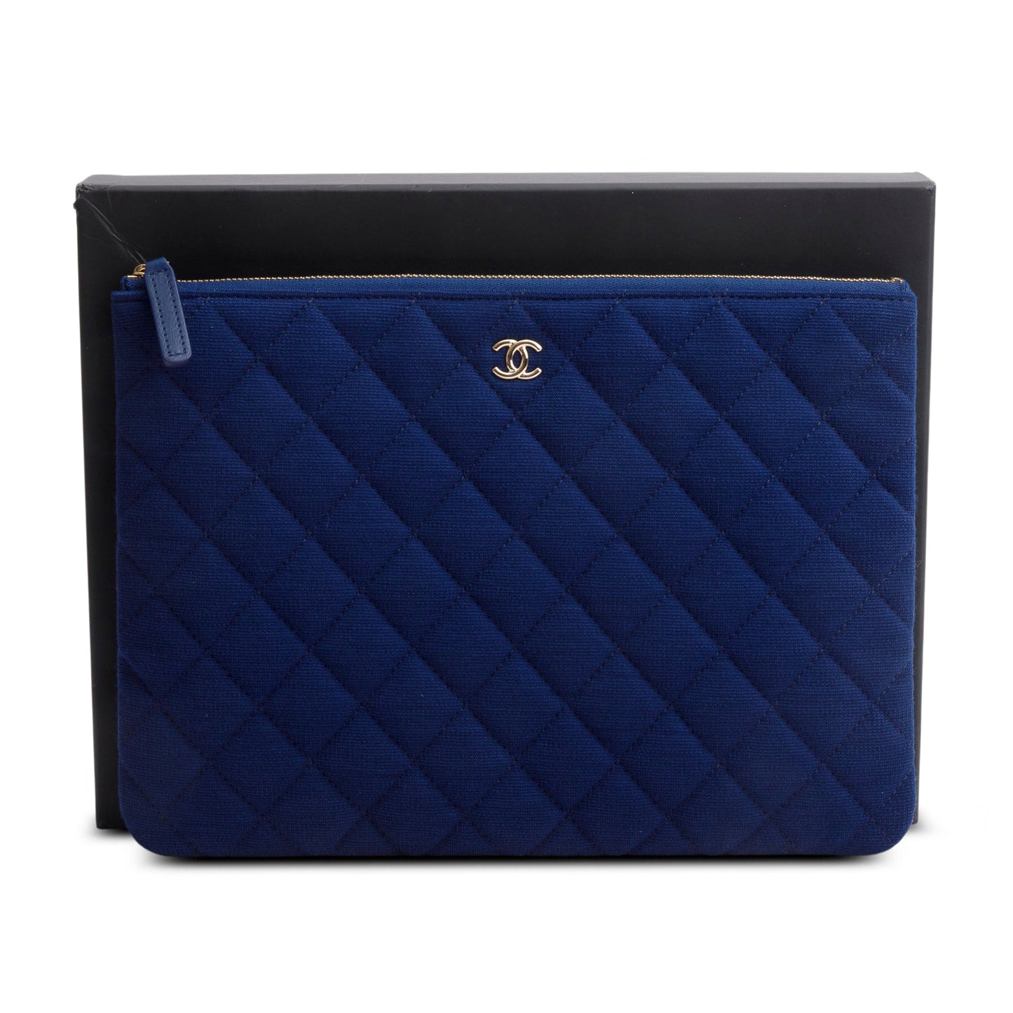 Chanel Blue Quilted Jersey Cosmetic Pouch