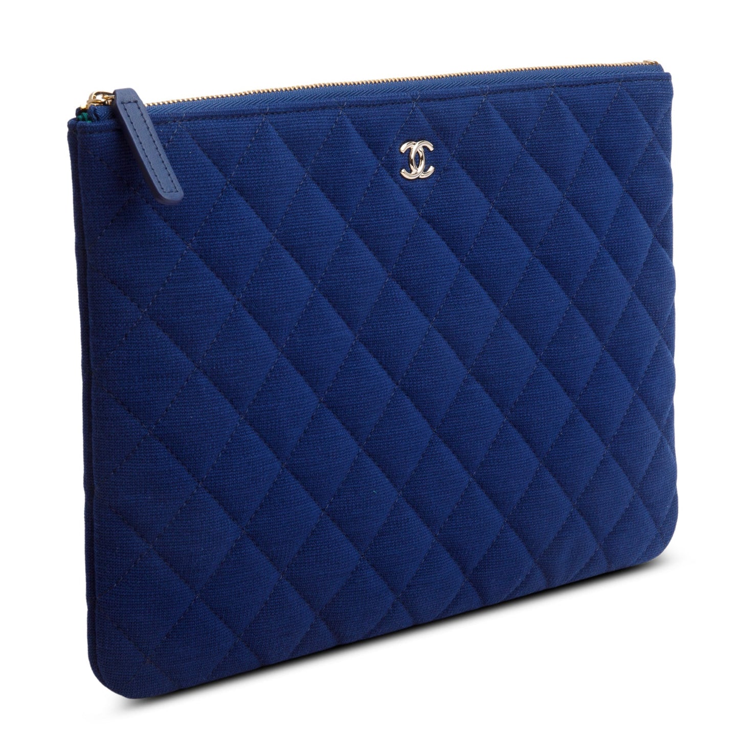 Chanel Blue Quilted Jersey Cosmetic Pouch