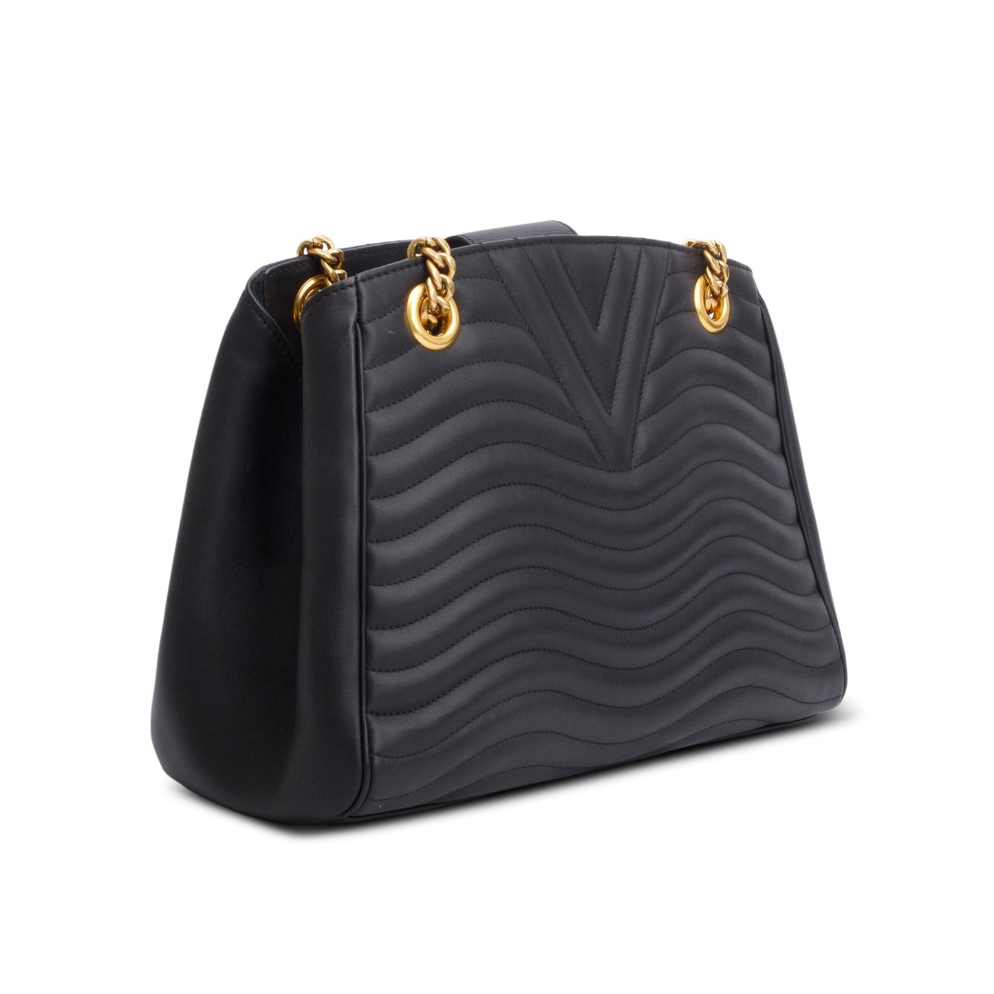Louis Vuitton Black Calfskin Quilted New Wave Chain Tote