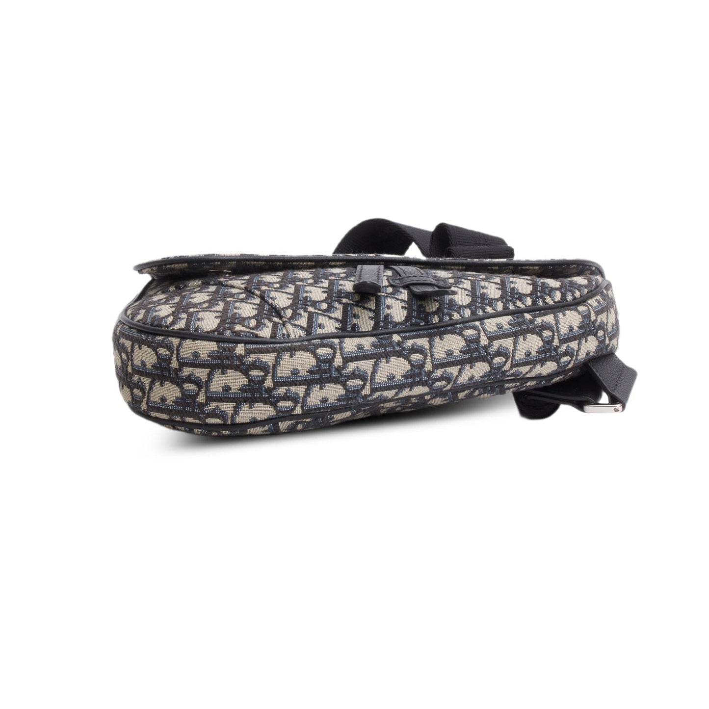 Christian Dior 2022 Navy Oblique Canvas Jacquard Saddle Bag