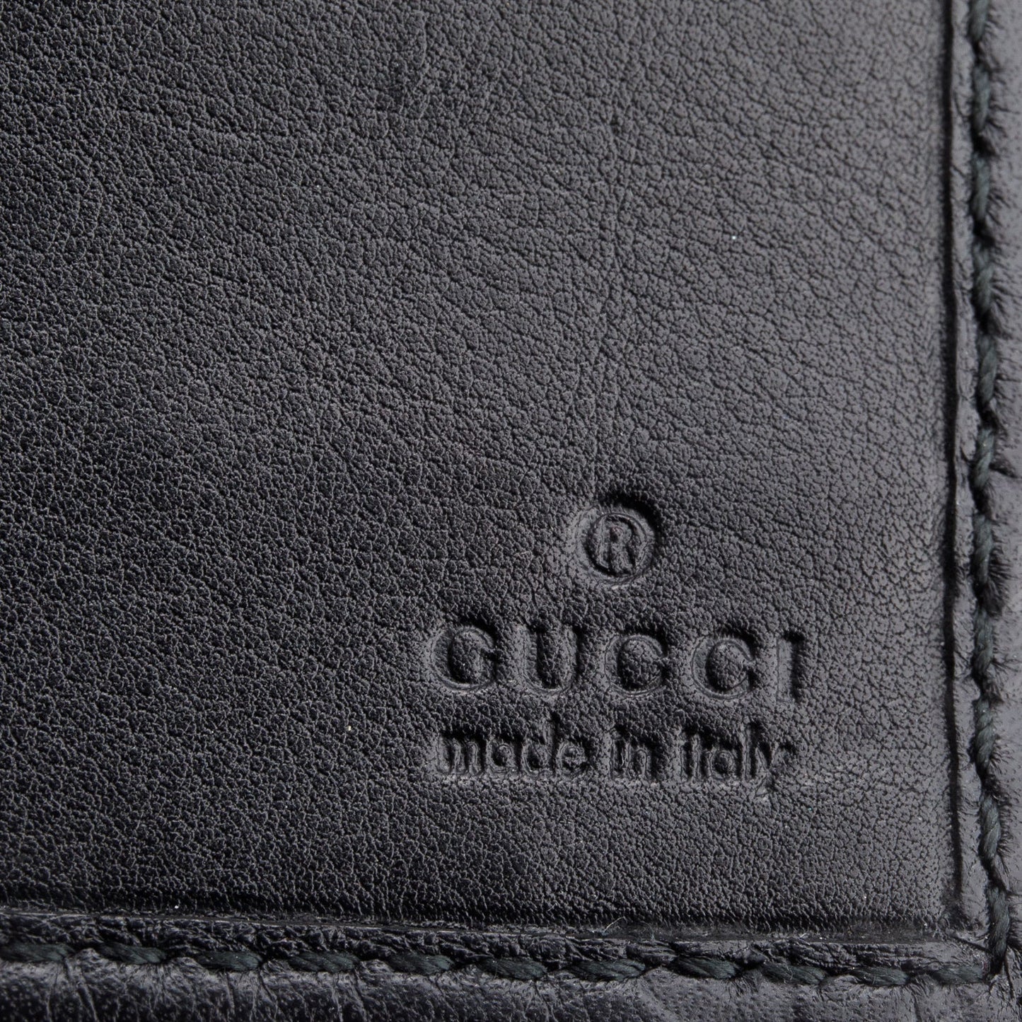 Gucci Black Guccissima Margaux Calfskin Metal Bar Chain Wallet
