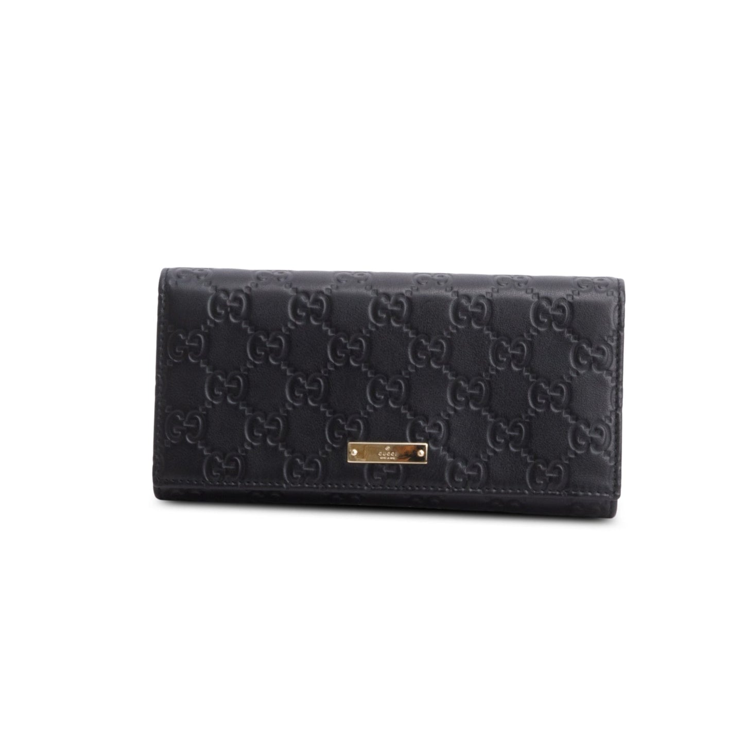 Gucci Black Guccissima Margaux Calfskin Metal Bar Chain Wallet