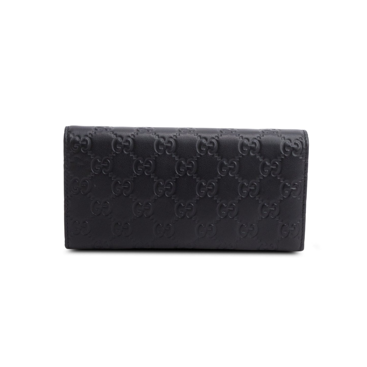 Gucci Black Guccissima Margaux Calfskin Metal Bar Chain Wallet