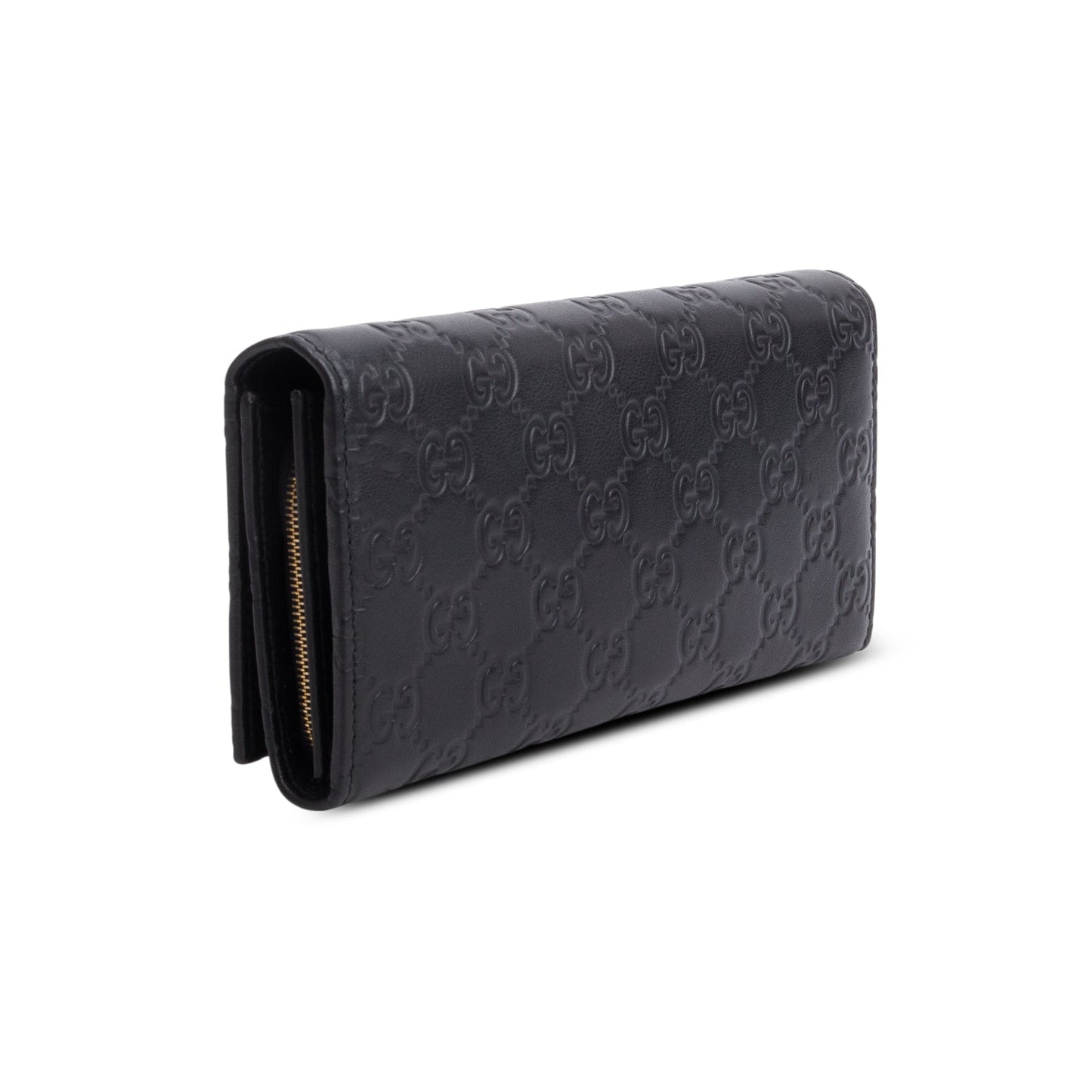 Gucci Black Guccissima Margaux Calfskin Metal Bar Chain Wallet