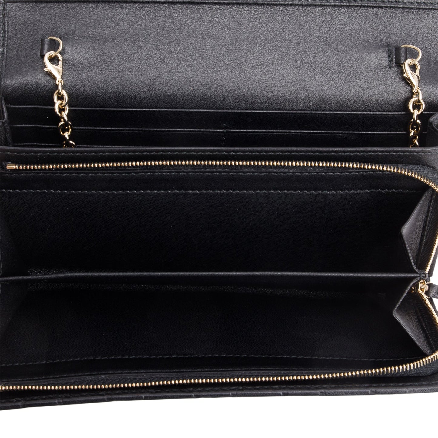 Gucci Black Guccissima Margaux Calfskin Metal Bar Chain Wallet