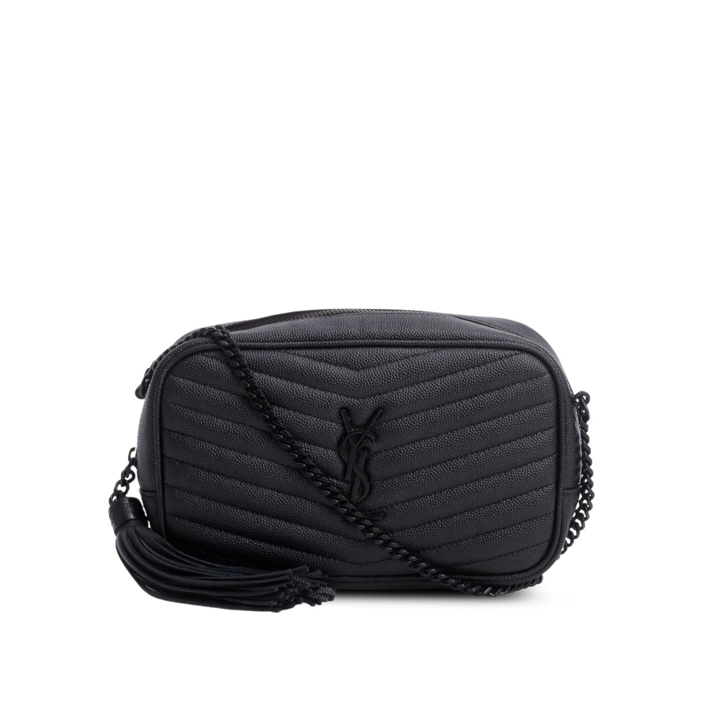 Saint Laurent Black Grain de Poudre Matelasse Mini Lou Camera Bag