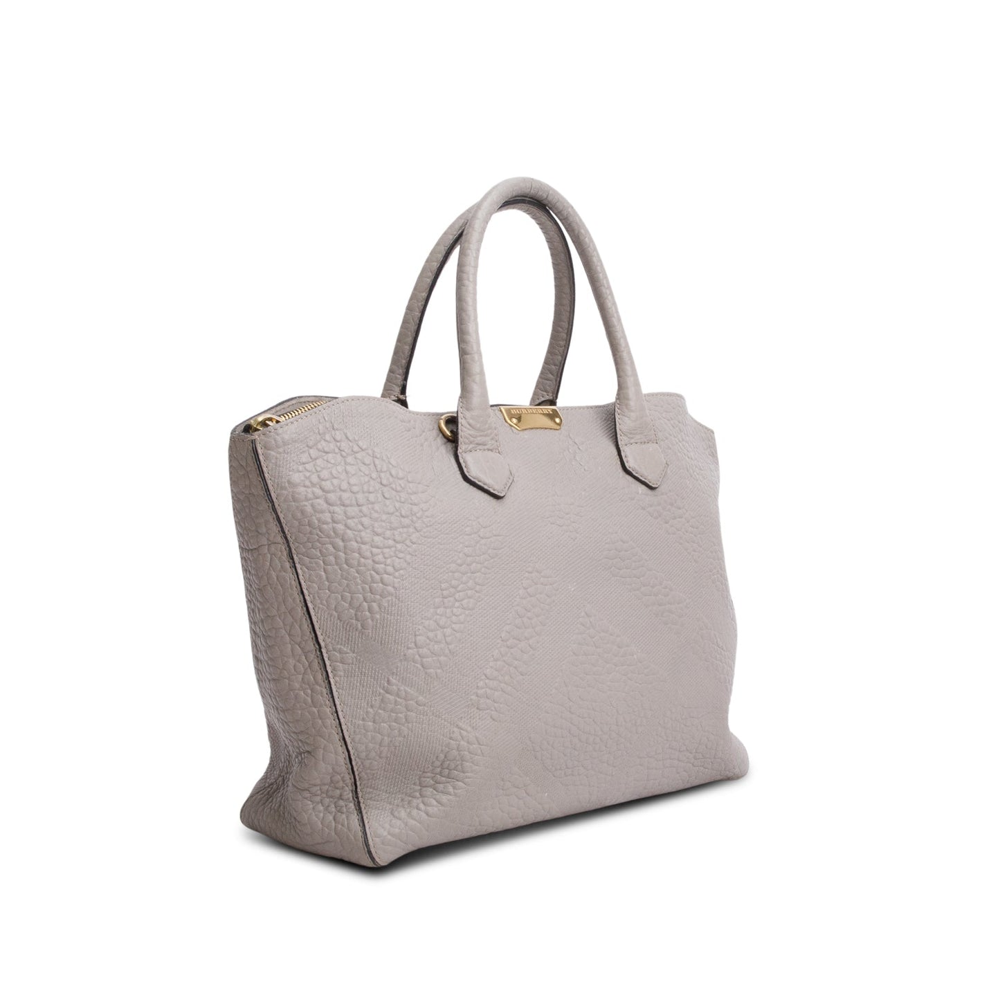 Burberry Grey Check Embossed Heritage Grain Leather Dewsbury Tote