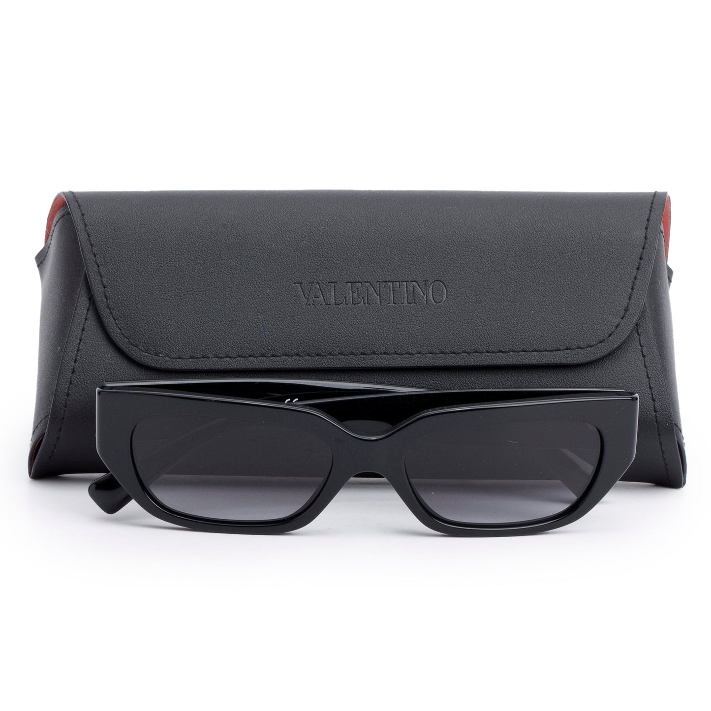 Valentino VA4080 Black Acetate VLogo Rectangle Sunglasses