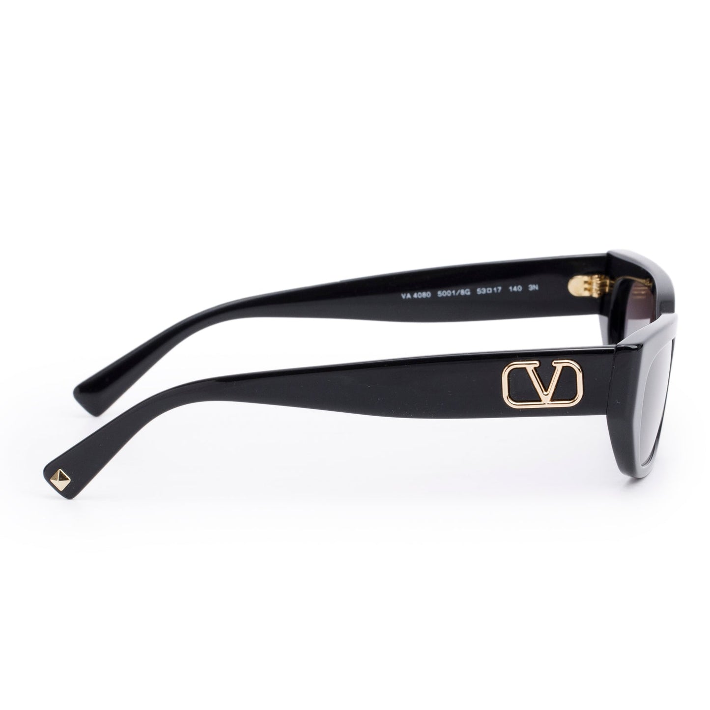 Valentino VA4080 Black Acetate VLogo Rectangle Sunglasses