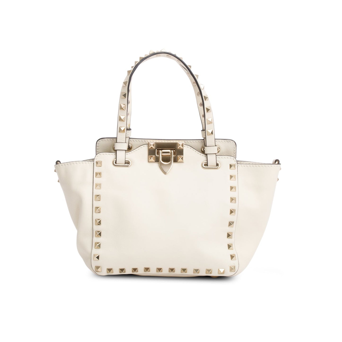 Valentino Cream Leather Mini Rockstud Tote