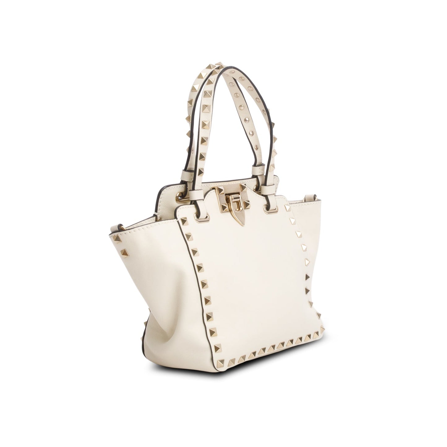 Valentino Cream Leather Mini Rockstud Tote
