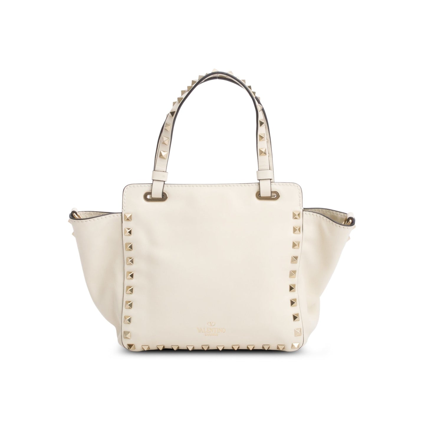 Valentino Cream Leather Mini Rockstud Tote