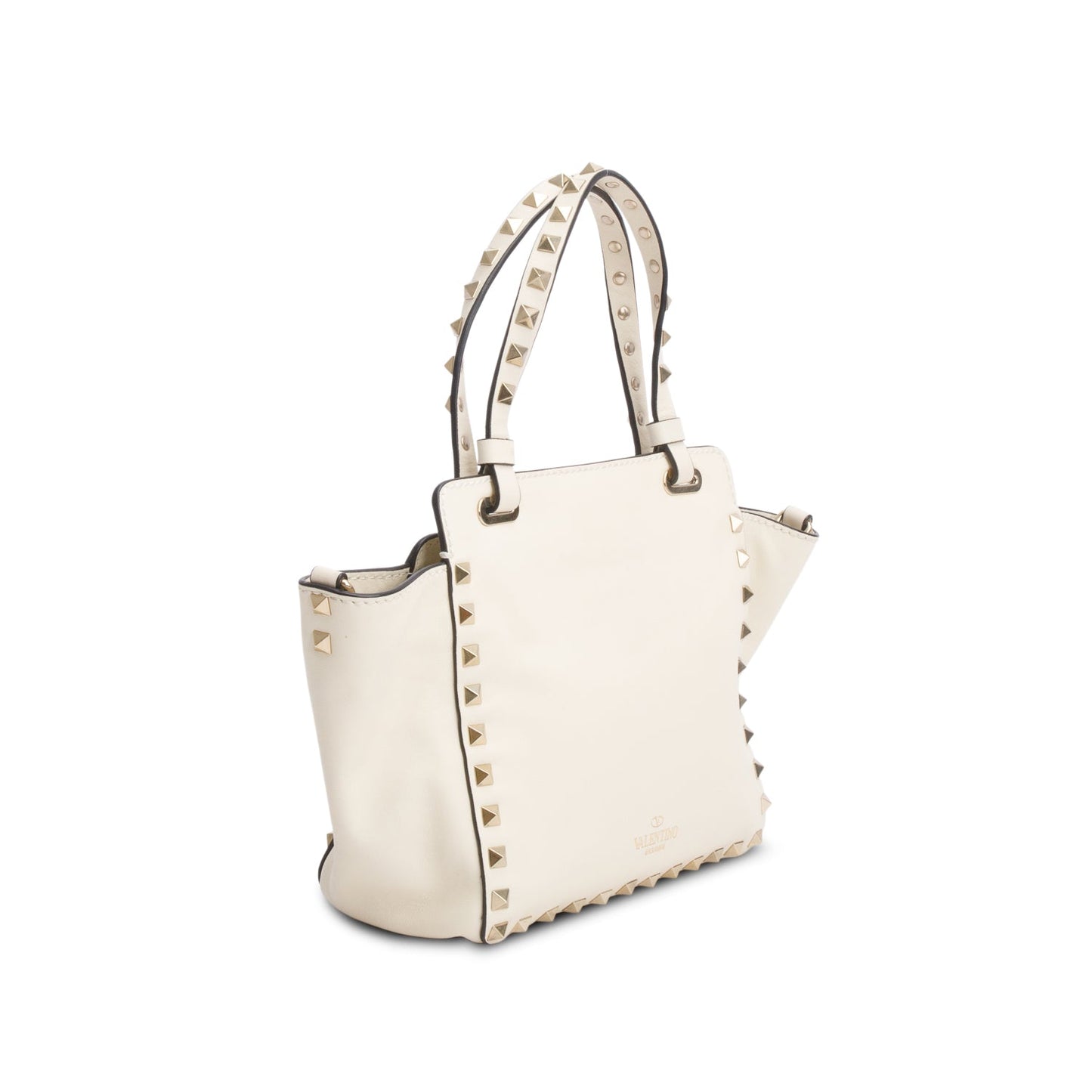 Valentino Cream Leather Mini Rockstud Tote