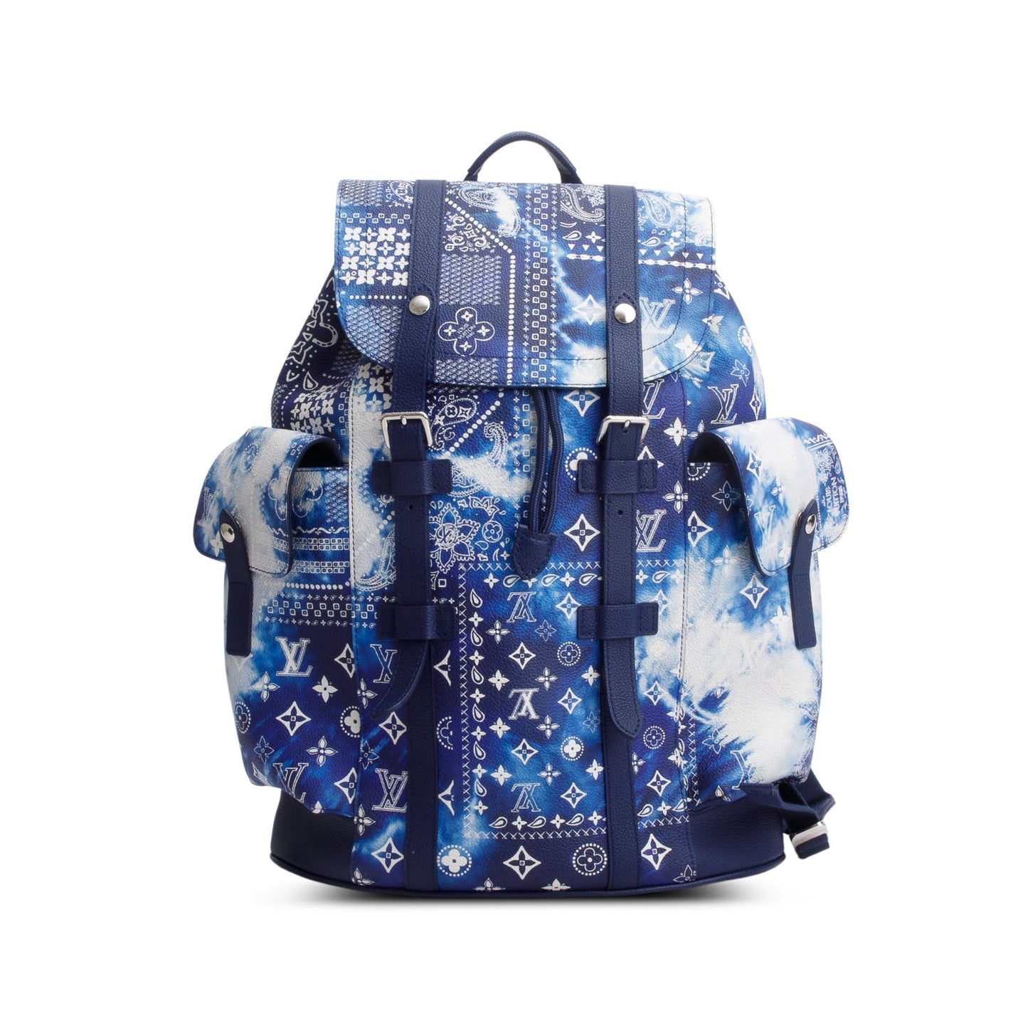 Louis Vuitton Blue Cowhide Monogram Bandana Christopher MM Backpack