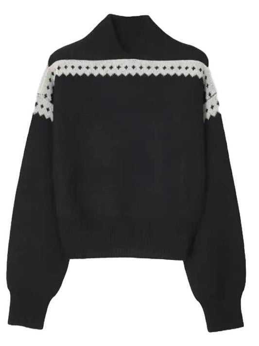 Luxury Saint Laurent Trending 2025 Contrast Trim Effect Knit Top Black