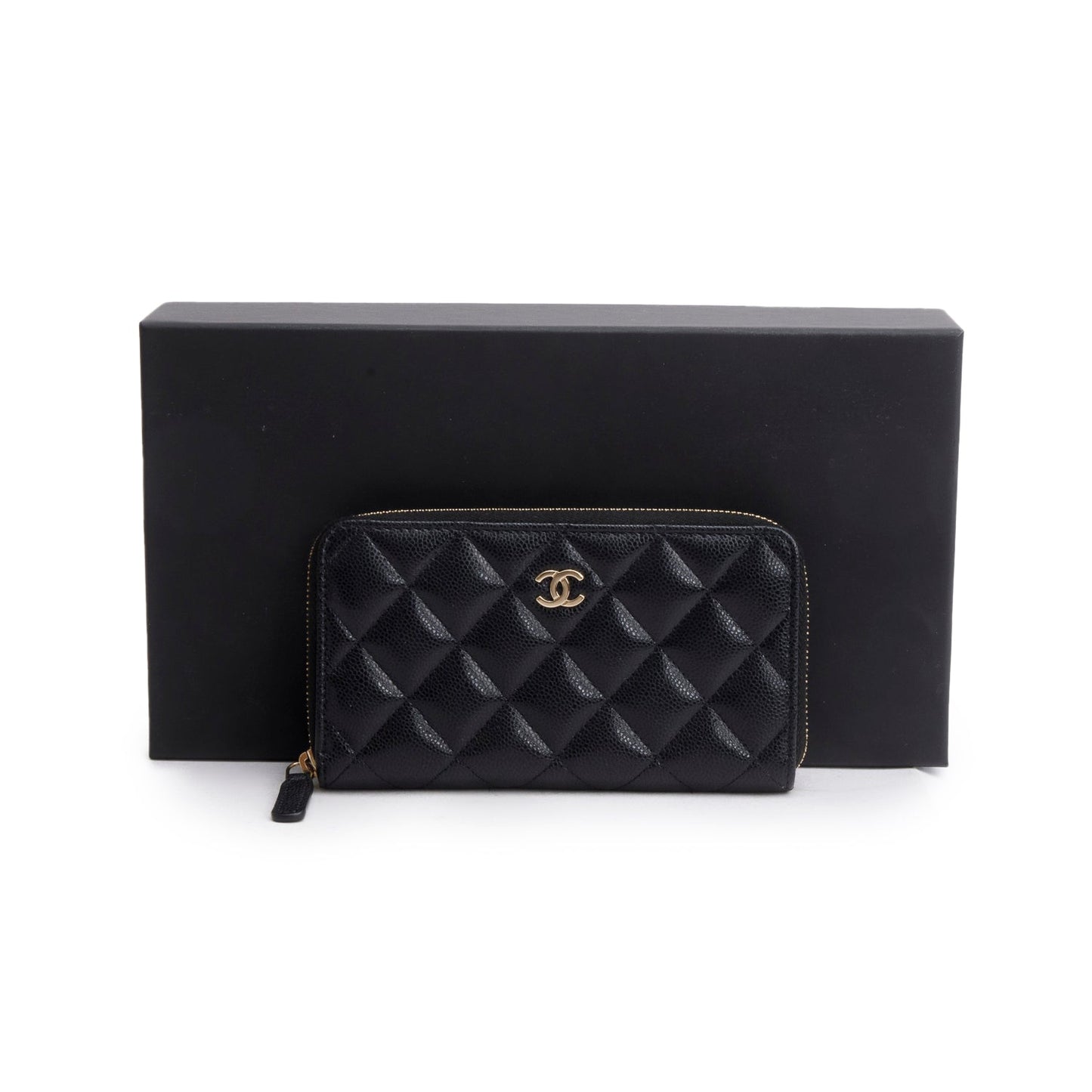Chanel Black Caviar Medium Zip Around Wallet