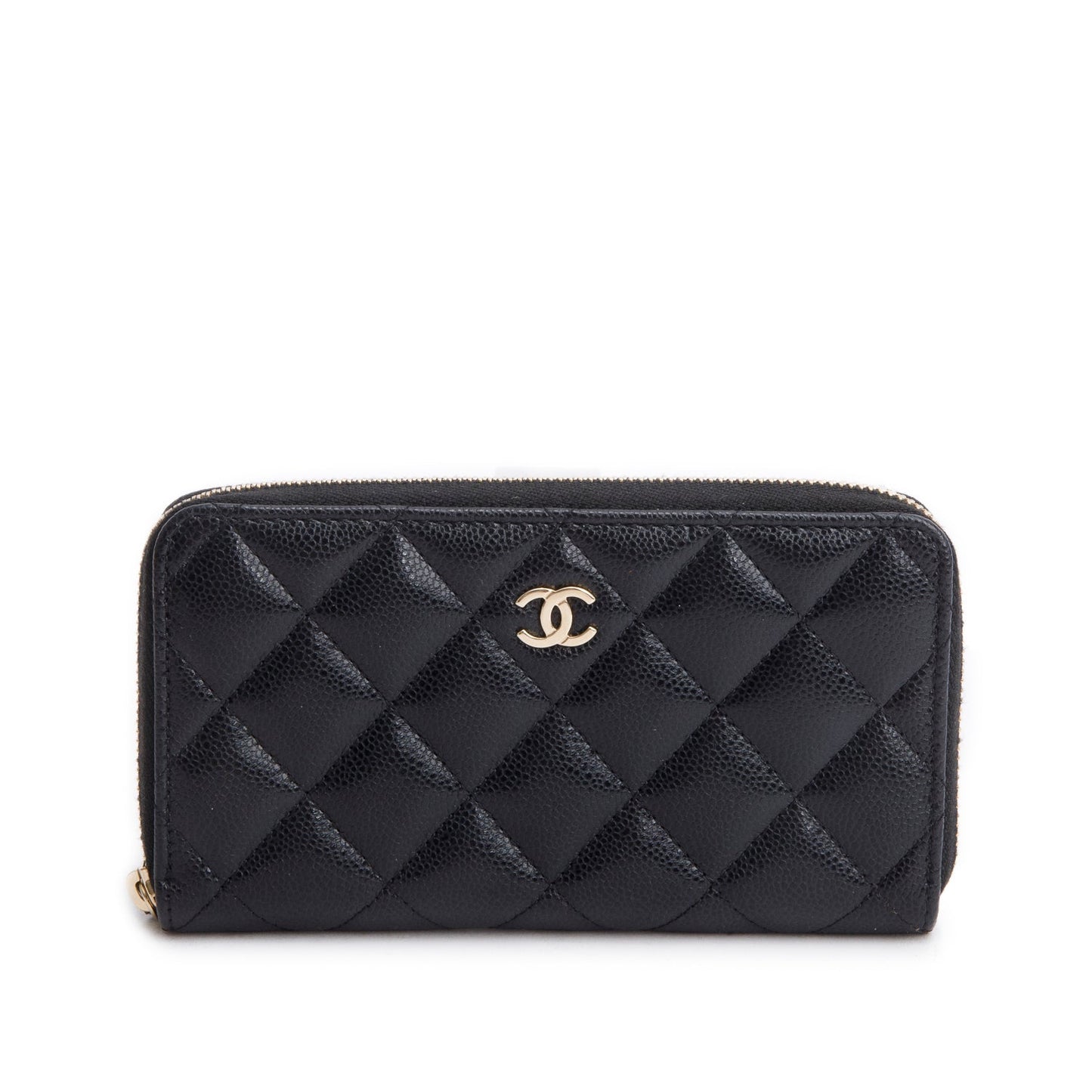 Chanel Black Caviar Medium Zip Around Wallet