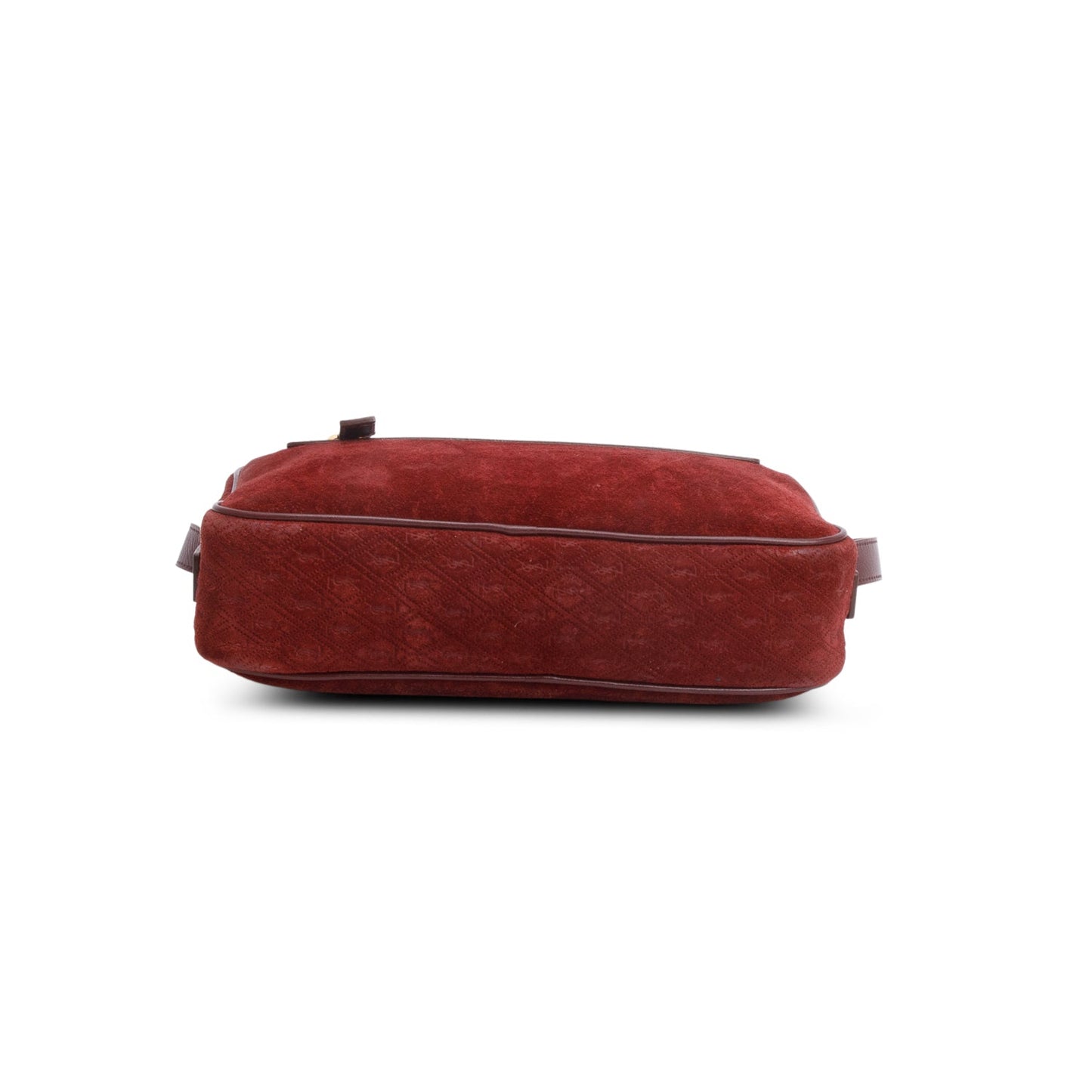 Saint Laurent Burgundy Suede Monogram All Over Camera Bag