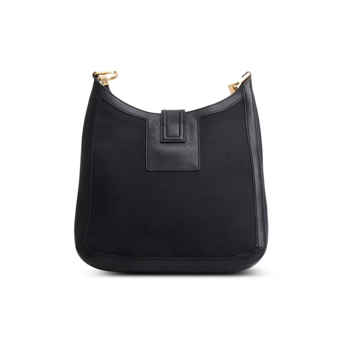 Gucci Vintage Black Canvas Leather G Buckle Shoulder Bag