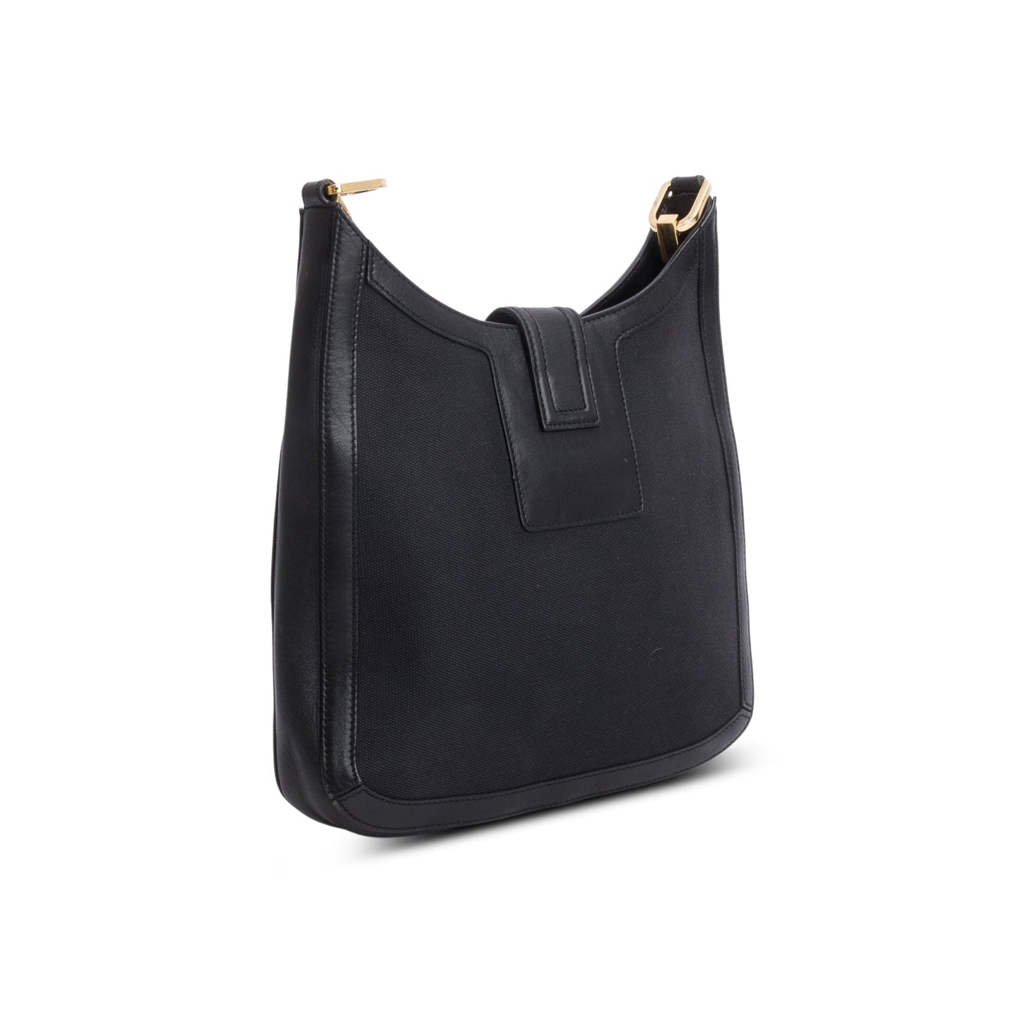 Gucci Vintage Black Canvas Leather G Buckle Shoulder Bag