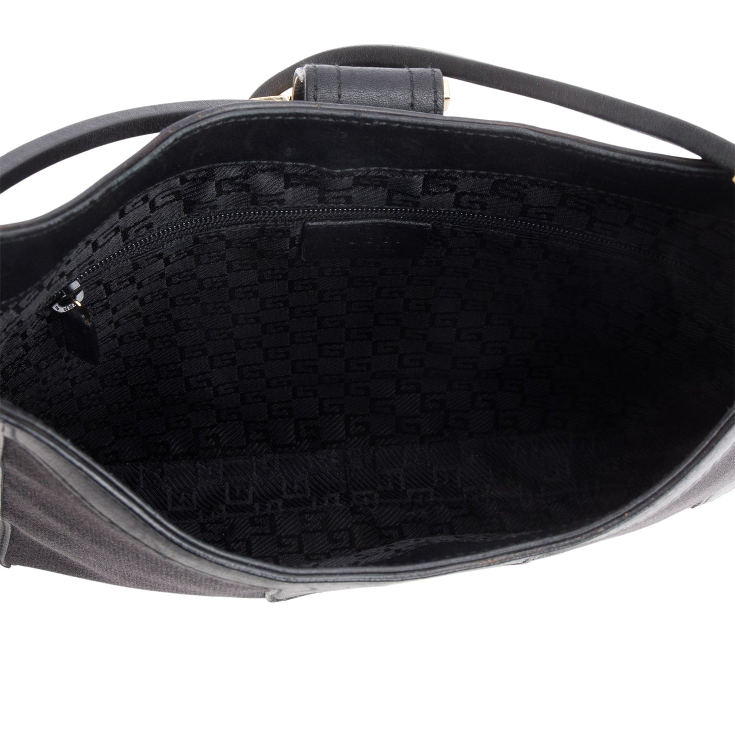 Gucci Vintage Black Canvas Leather G Buckle Shoulder Bag