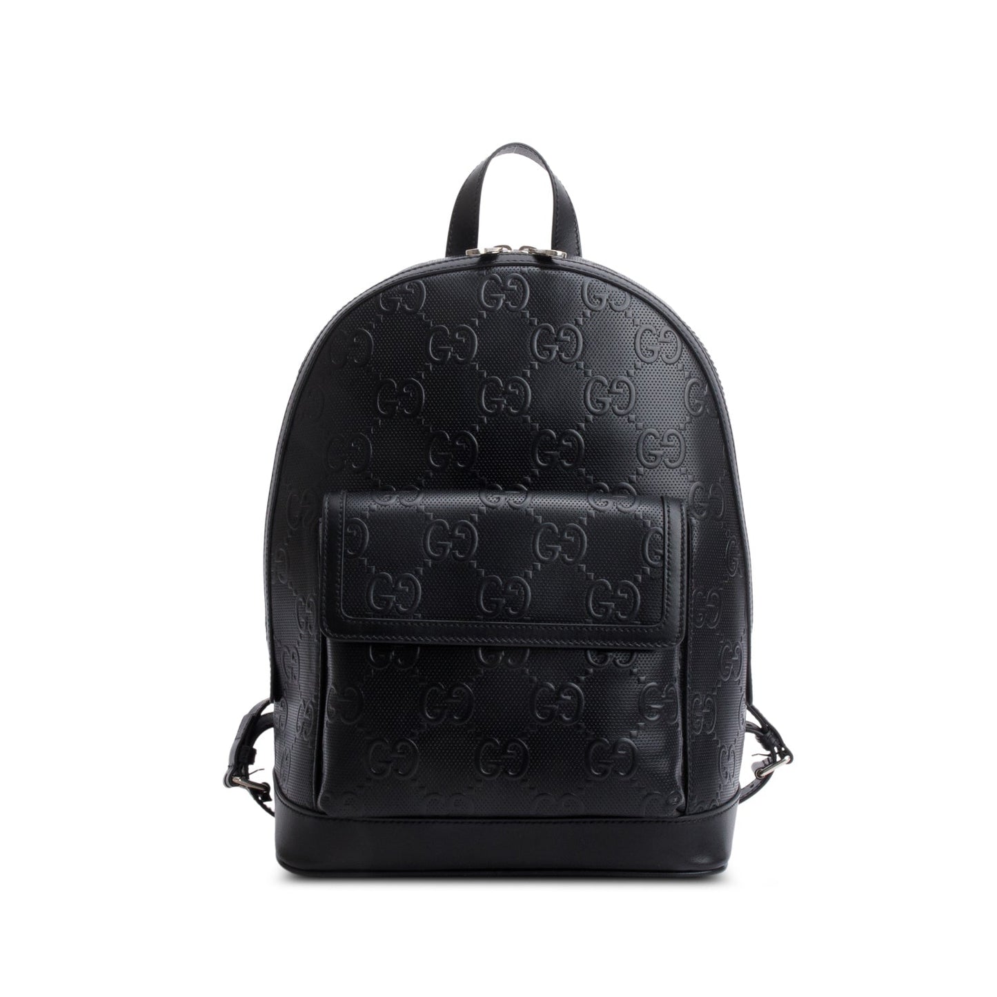 Gucci Black Embossed GG Jumbo Leather Backpack