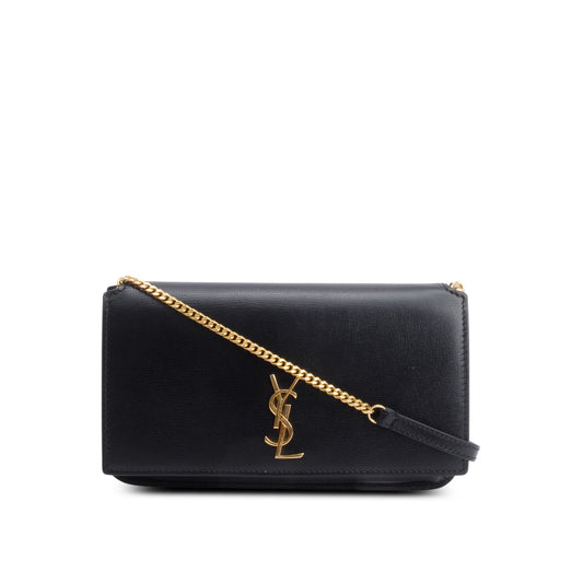 Saint Laurent 2024 Black Calfskin Leather Cassandre Phone Holder