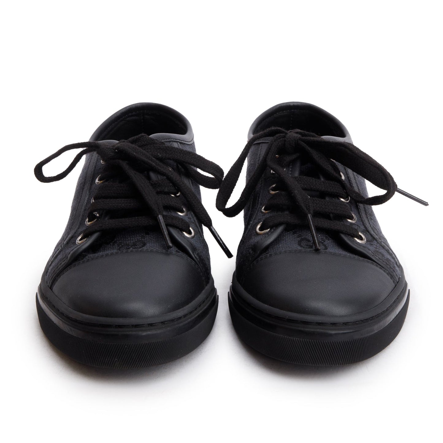 Gucci Black GG Monogram Calfskin Low Top Sneakers, Size 36
