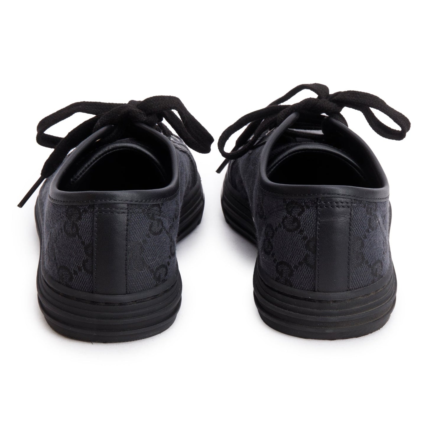 Gucci Black GG Monogram Calfskin Low Top Sneakers, Size 36