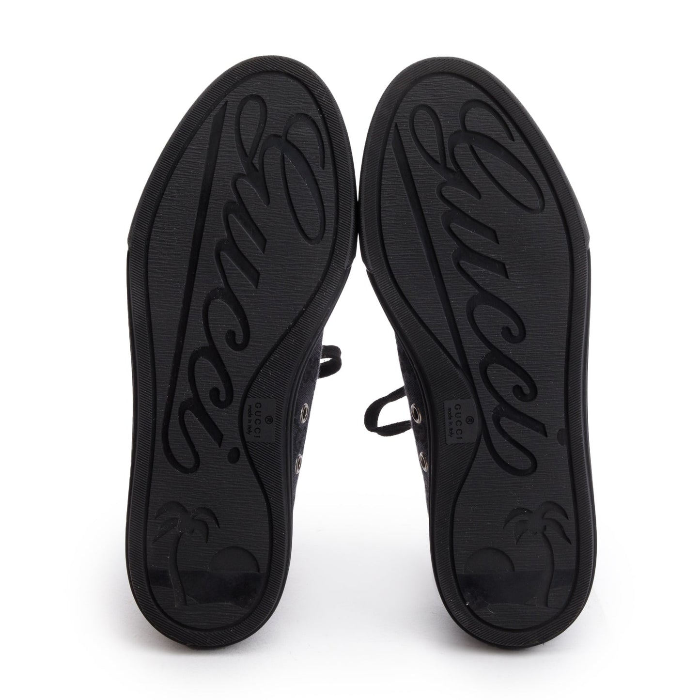 Gucci Black GG Monogram Calfskin Low Top Sneakers, Size 36