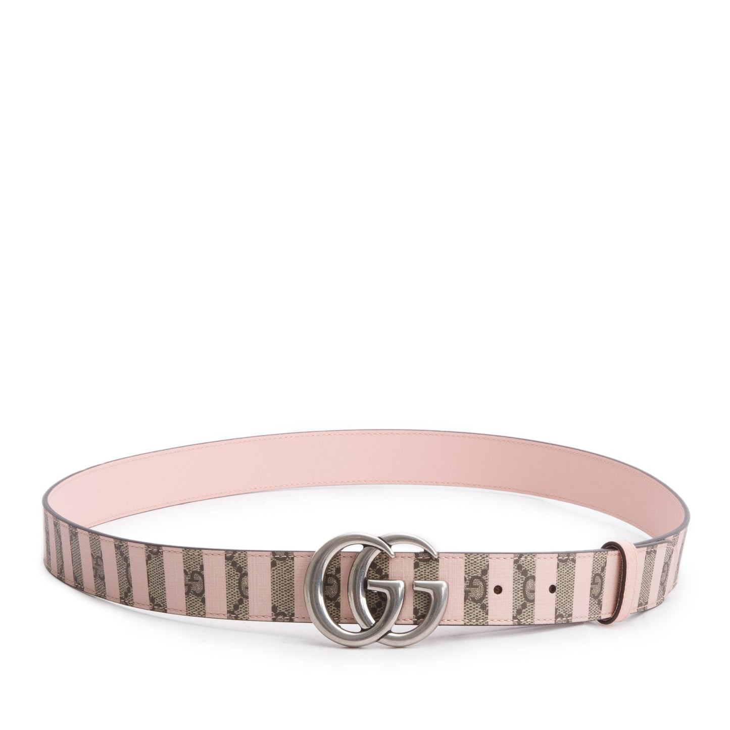 Gucci GG Supreme Pink Stripe Canvas GG Marmont Belt 100 40