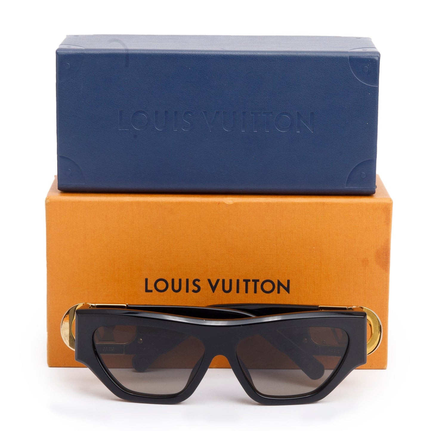 Louis Vuitton 2022 Z1661E Black Acetate LV Link Cat-Eye Sunglasses
