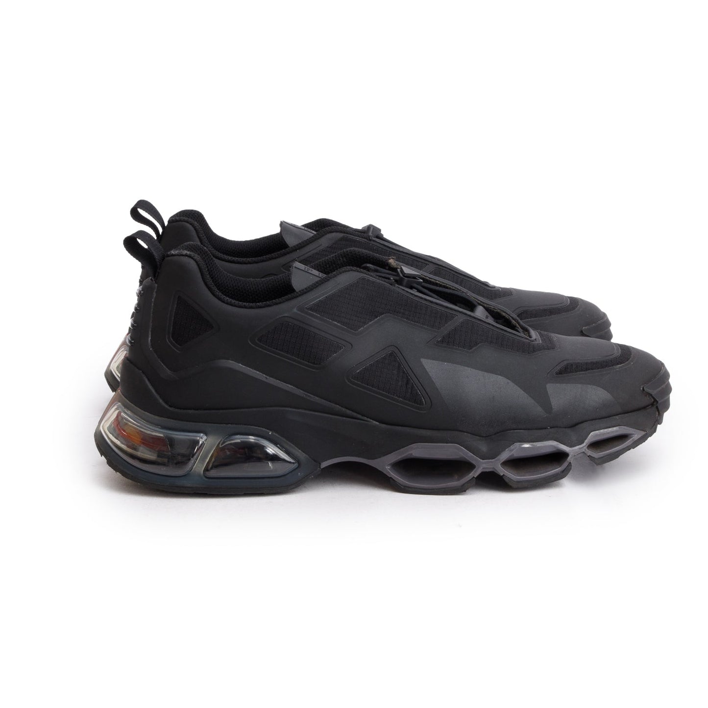 Prada Black Rubber Collision Cross Low Top Sneakers, Men's Size 10