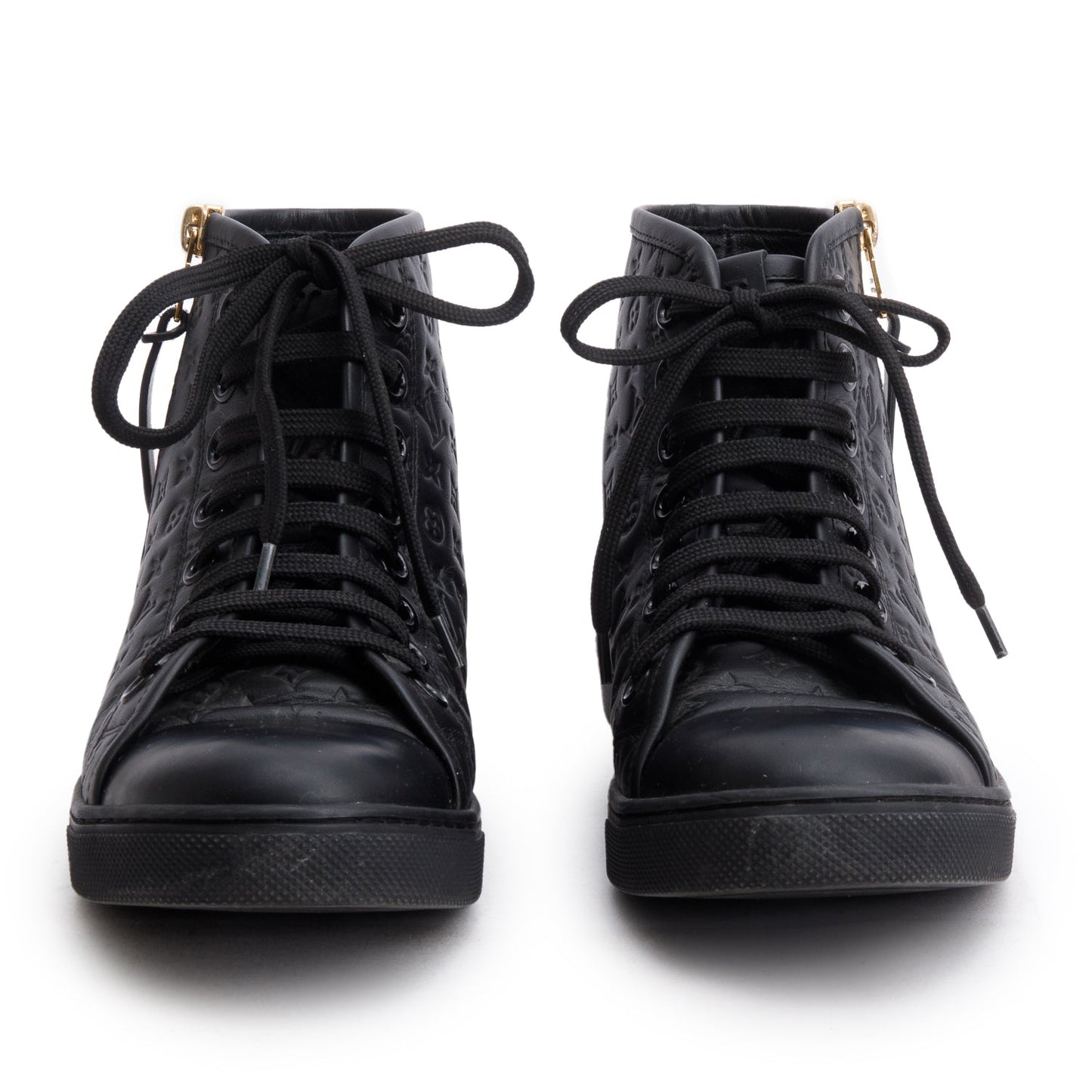Louis Vuitton Black Empreinte Leather Punchy High Top Sneakers, Size 36.5