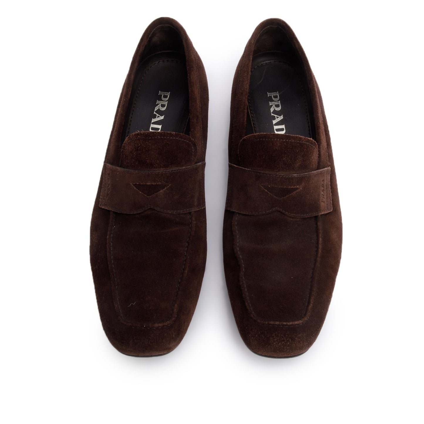 Prada Brown Suede Penny Loafers, Men's Size 7.5
