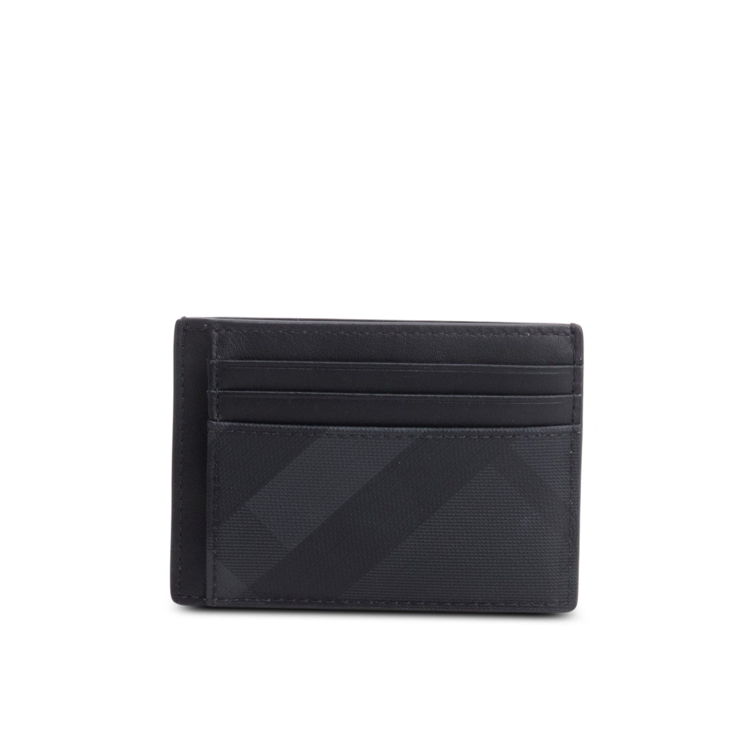 Burberry Black Leather Chase London Check Card Case