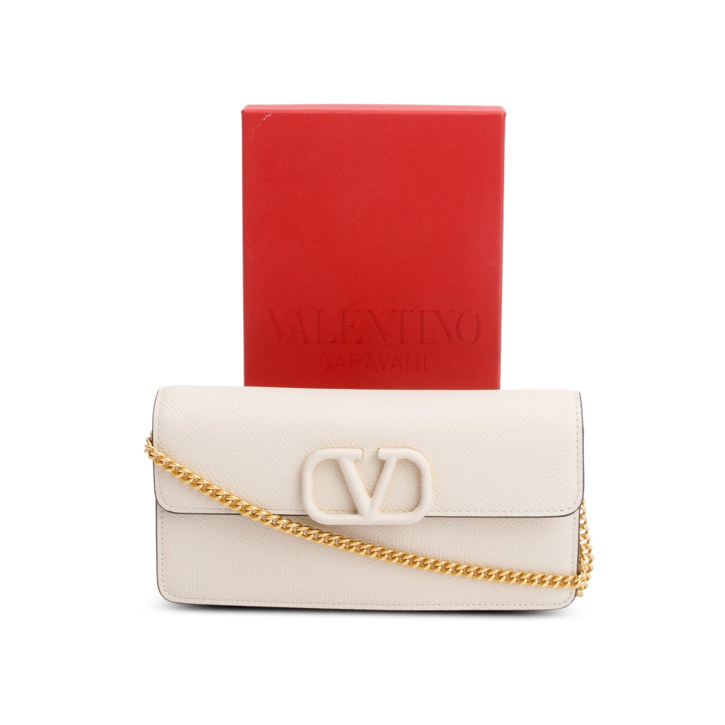 Valentino Cream VLogo Signature Wallet on Chain