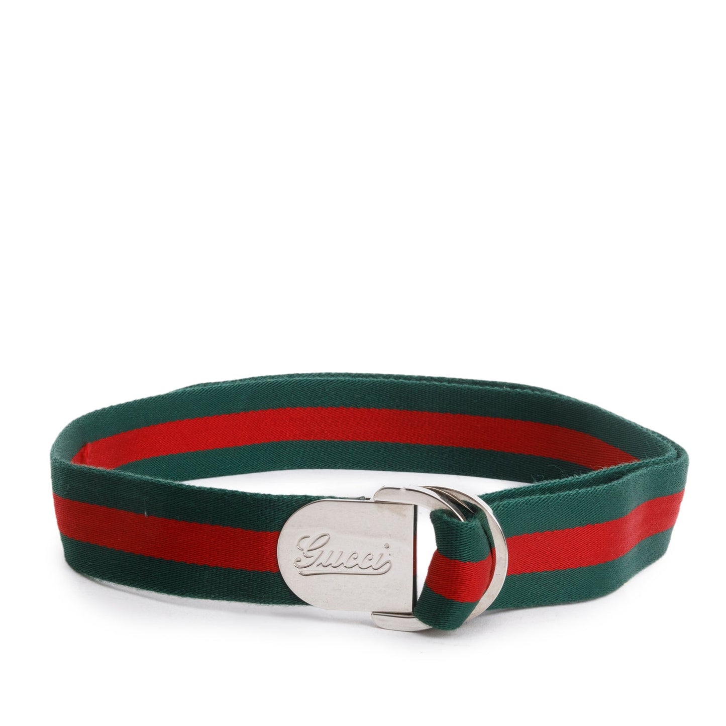 Gucci Green/Red Canvas Web Accent Belt