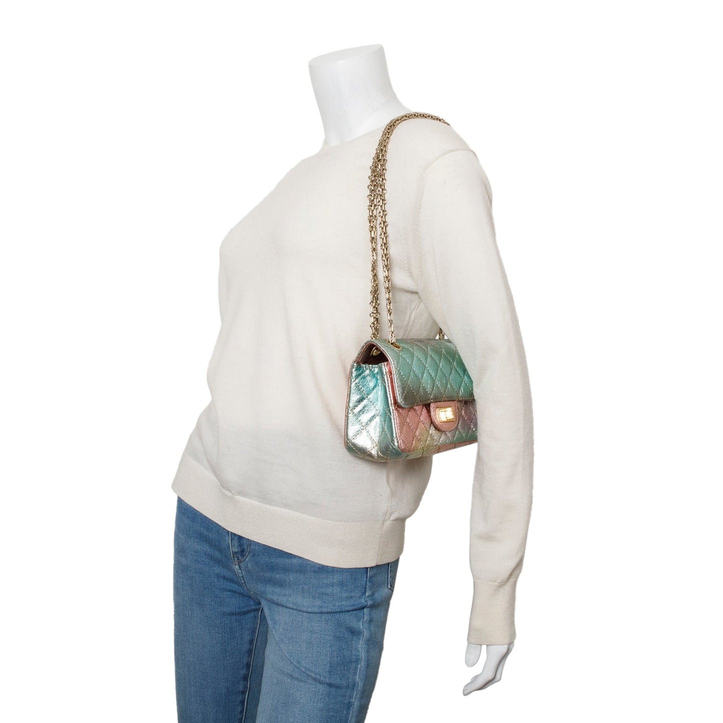 Chanel 2020 Multicolor Metallic Goatskin Quilted 2.55 Reissue Mini Flap