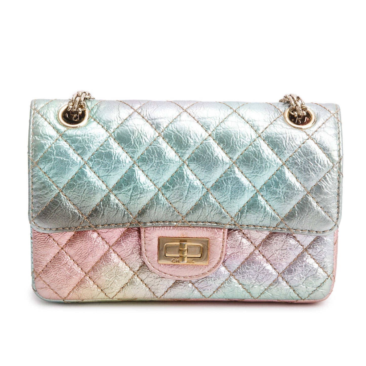 Chanel 2020 Multicolor Metallic Goatskin Quilted 2.55 Reissue Mini Flap