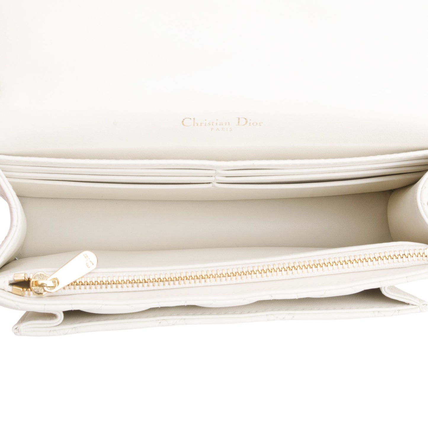 Christian Dior 2022 White Lambskin Cannage My Dior Daily Chain Pouch