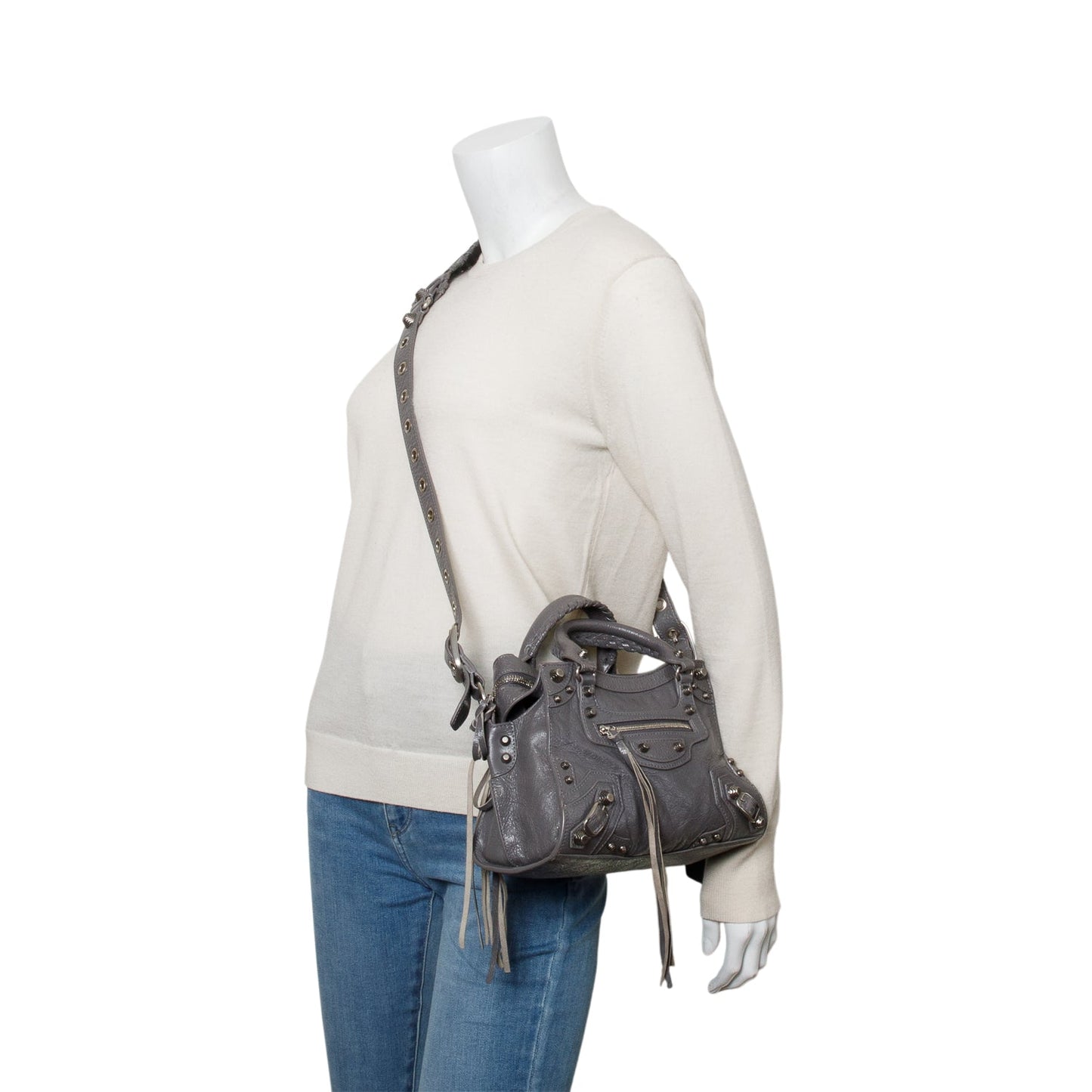 Balenciaga Grey Agneau Leather Neo Cagole XS City Bag